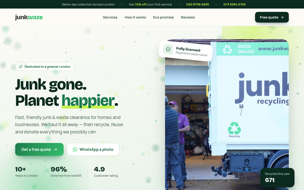 JunkWaze website screenshot