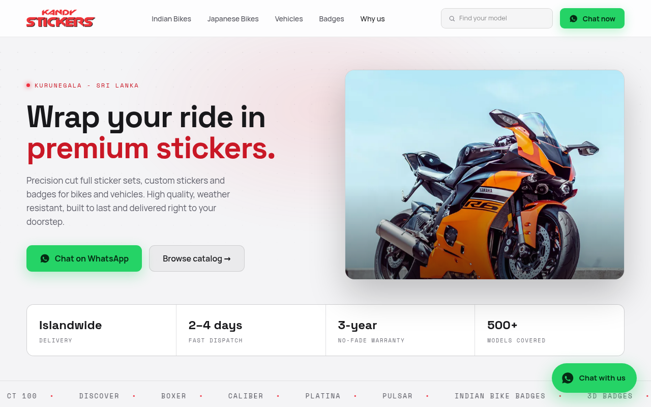 Kandy Stickers website screenshot